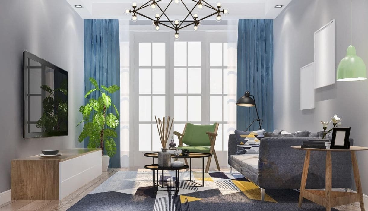 Beautiful living space interiors with modern furniture and premium finishes