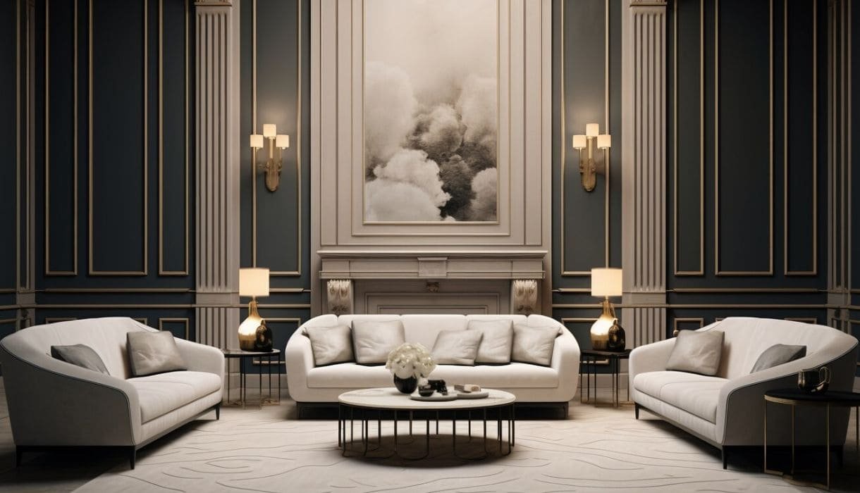 Luxury villa interiors featuring custom furniture and modern design aesthetics