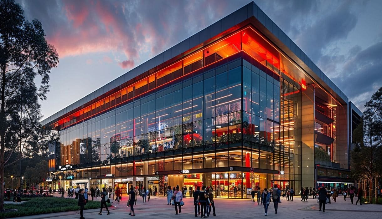 Contemporary office building architecture with smart commercial space planning